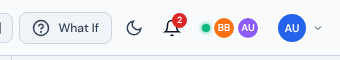 Online Users indicator in the header — green status dot and avatar stack for the two connected users