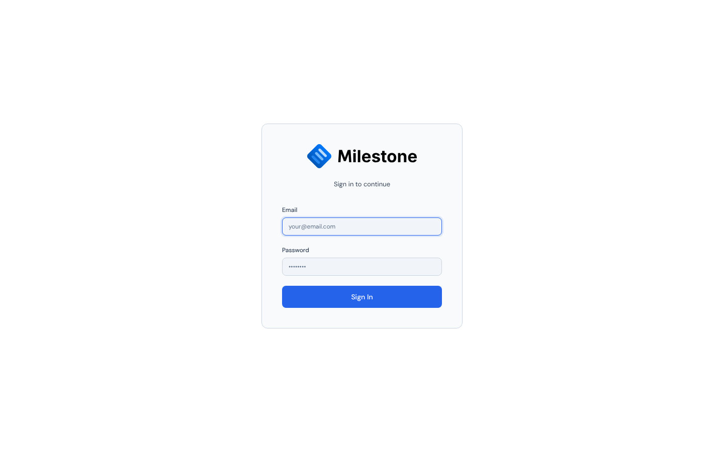 Login screen